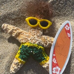 Starfish Mens Surfer Handpainted Ornament by the Seashore.